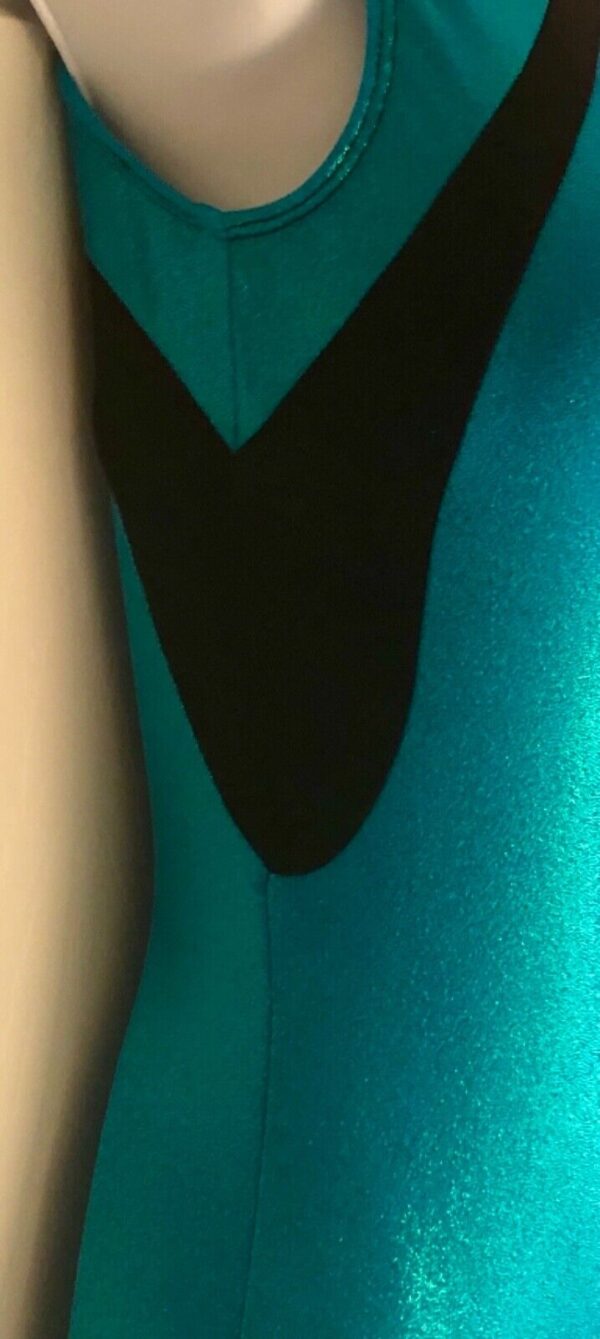 GK Elite Seaglass Sparkle Black Velvet Gymnastic Leotard Size AS - Image 3