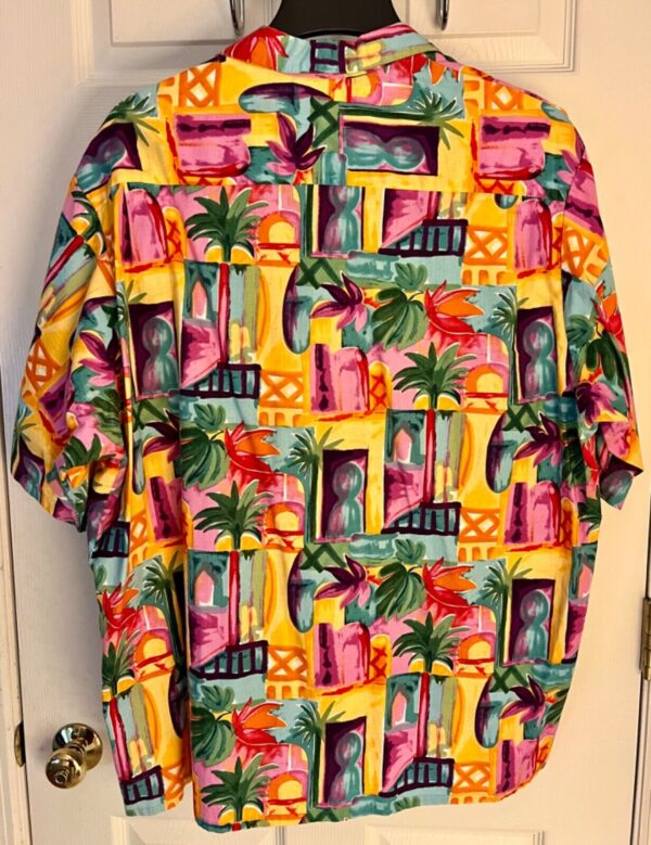 CINTAS MENS 2X-LARGE BRIGHT COLORFUL TROPICAL ISLAND THEME SSLV COTTON SHIRT 2XL - Image 4