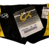 GK CHEER CHILD SMALL MICRO MINI BLACK NYLON YELLOW MESH GYM WORKOUT SHORTS SZ S