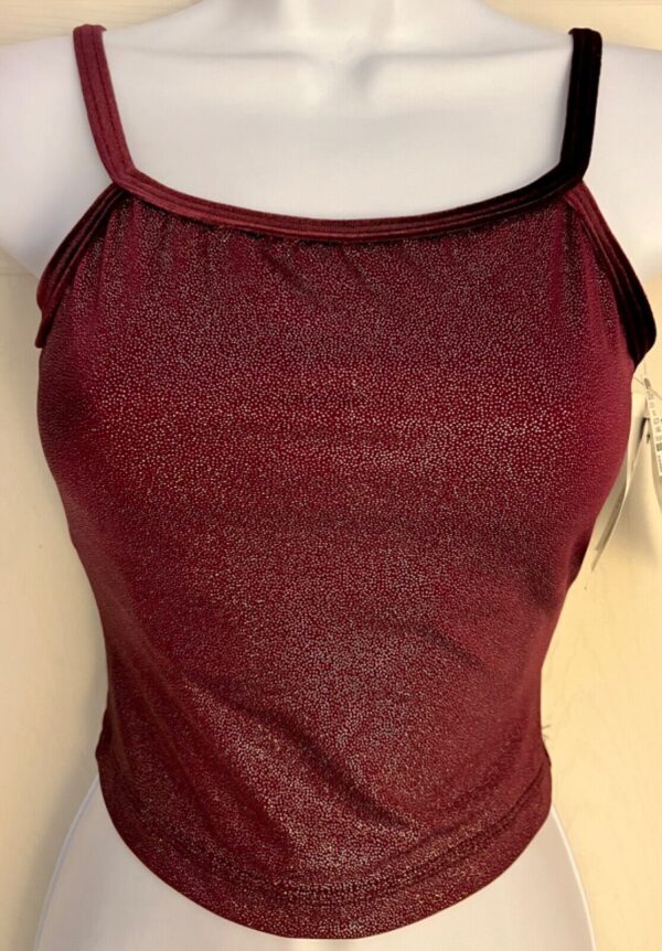 GK DANCE JAZZ LADIES SMALL WINE TWILIGHT X-BACK VELEVT STRAPS CAMISOLE TOP Sz AS