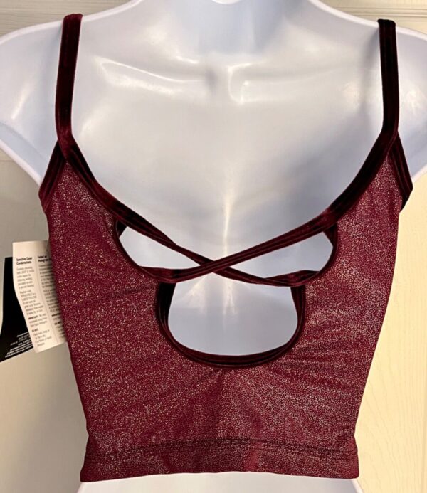 GK DANCE JAZZ LADIES SMALL WINE TWILIGHT X-BACK VELEVT STRAPS CAMISOLE TOP Sz AS - Image 5