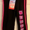 GK "CHEER" GRAPHIC GIRLS SMALL BLACK COTTON/SPANDEX PINK TRIM FOLD WAIST Sz CS