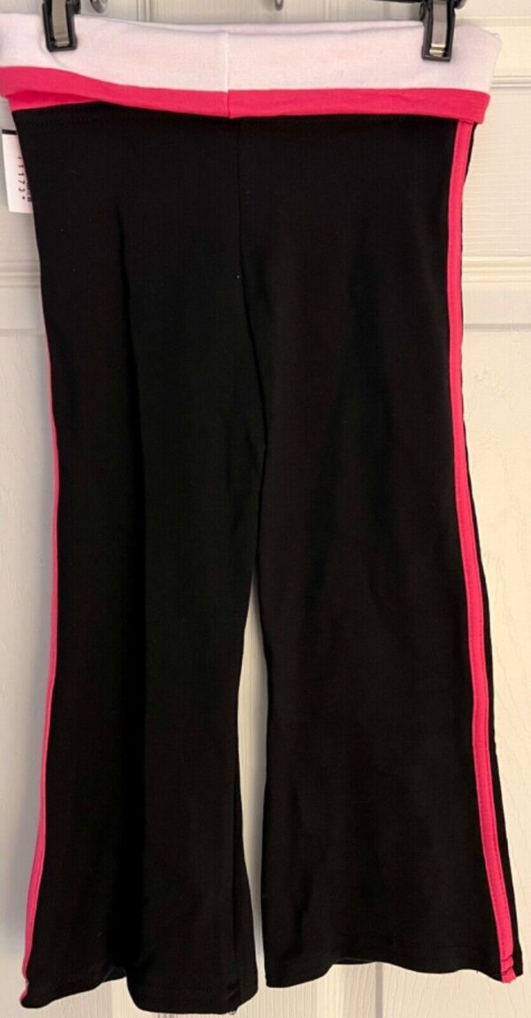 GK "CHEER" GRAPHIC GIRLS SMALL BLACK COTTON/SPANDEX PINK TRIM FOLD WAIST Sz CS - Image 4