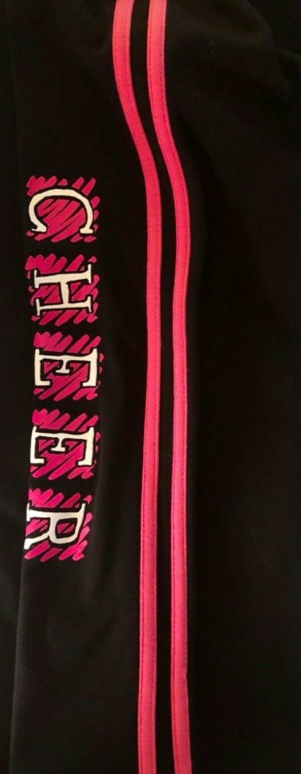 GK "CHEER" GRAPHIC GIRLS SMALL BLACK COTTON/SPANDEX PINK TRIM FOLD WAIST Sz CS - Image 6