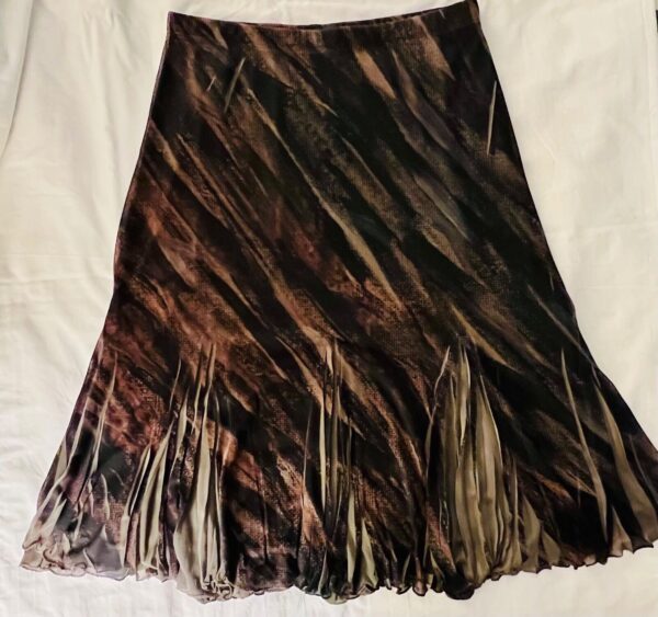 COLDWATER CREEK LADIES SMALL BROWN BLACK SHEER PLEATS MIDI SKIRT  Sz S (6-8) EUC - Image 2