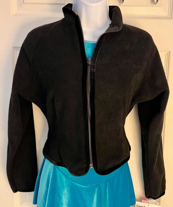 GK FITTED ICE SKATE JACKET ADULT SMALL BLACK FLEECE VELVET TRIM ZIP ACTIVE SZ S