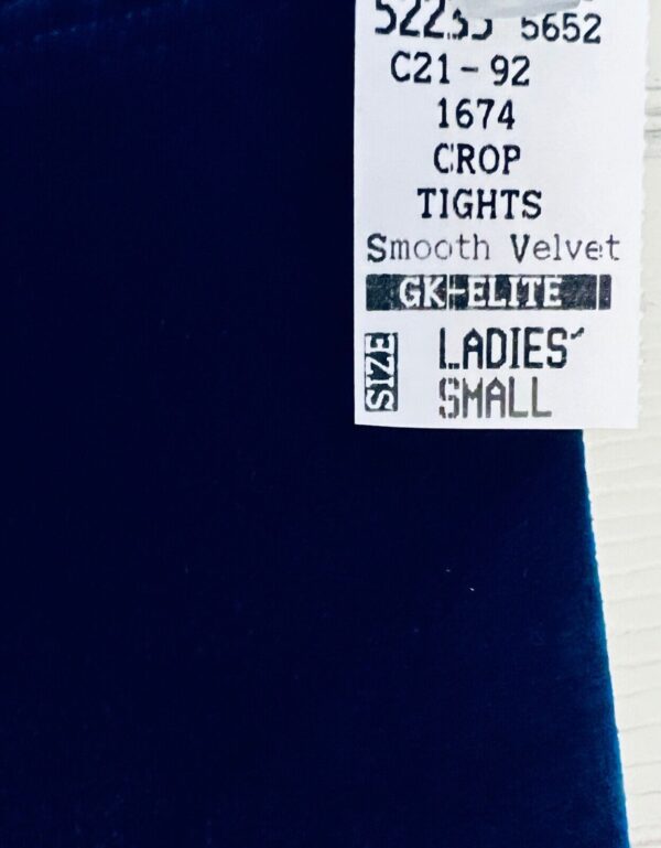 GK DANCE LADIES SMALL ROYAL SMOOTH VELVET CROP CAPRI TIGHTS GYM  Sz AS NWT! - Image 3