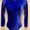 GK LgSLV LADIES SMALL CLASSIC SOLID BLUE VELVET GYMNASTS DANCE LEOTARD Sz AS
