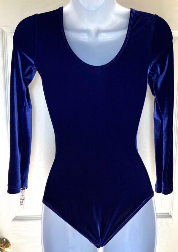 GK LgSLV LADIES SMALL CLASSIC SOLID BLUE VELVET GYMNASTS DANCE LEOTARD Sz AS - Image 10