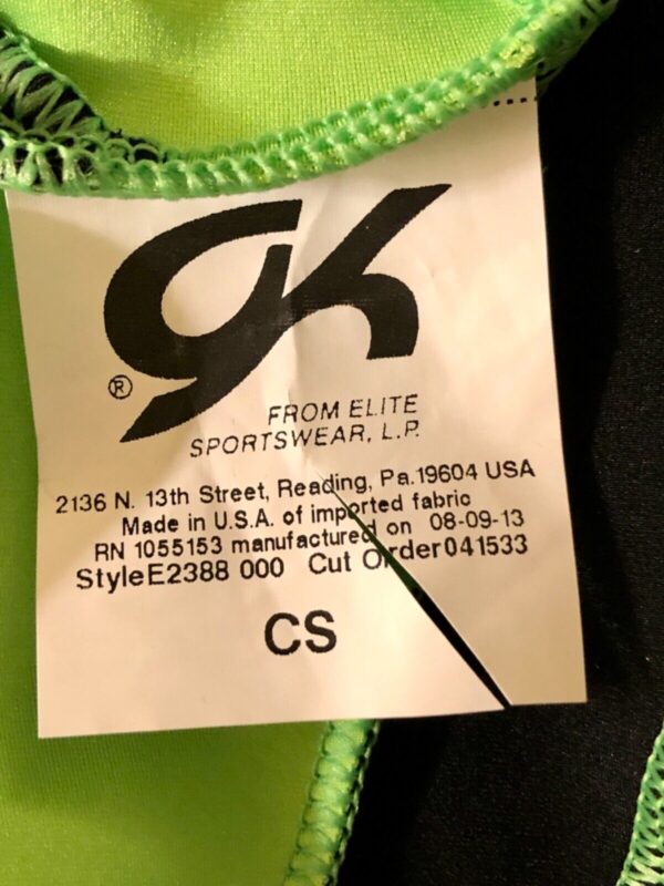 GABRIELLE DOUGLAS CHILD SMALL LIME FOIL BLACK SEQUIN GYMNASTIC DANCE LEOTARD CS - Image 9