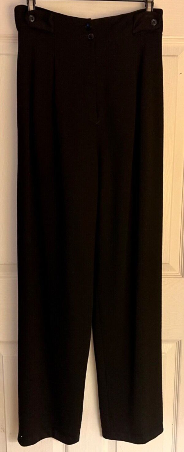 ANNE KLEIN II WOMEN'S 8 (32x30) BLACK WOOL HIGH WAIST STRAIGHT LEG DRESS PANTS - Image 3