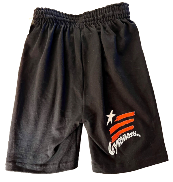 GK Youth MEDIUM Black Blended Cotton GYMNASTIC Graphic Heavyweight Jersey Shorts