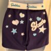 GK COTTON LADIES MEDIUM SKATE GODDESS GLITTER PRINT PURPLE BOXER SHORTS Sz AM
