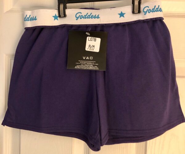 GK COTTON LADIES MEDIUM SKATE GODDESS GLITTER PRINT PURPLE BOXER SHORTS Sz AM - Image 4