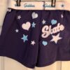 GK COTTON LADIES MEDIUM SKATE GODDESS GLITTER PRINT PURPLE BOXER SHORTS Sz AM - Image 5