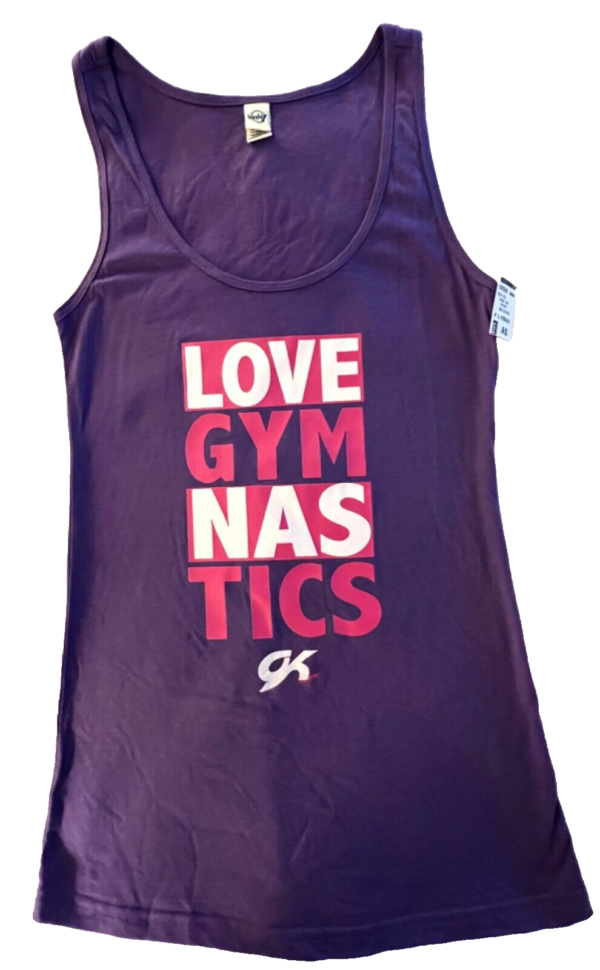 GK PURPLE TANK TOP ADULT SMALL "LOVE GYMNASTICS GK" COTTON BEACH COVER UP  Sz S