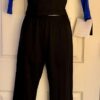 GK ICE SKATE LADIES X-SMALL 3/4 SLV NYLON/SPANDEX BLUE TOP BLACK PANT SET SZ XS