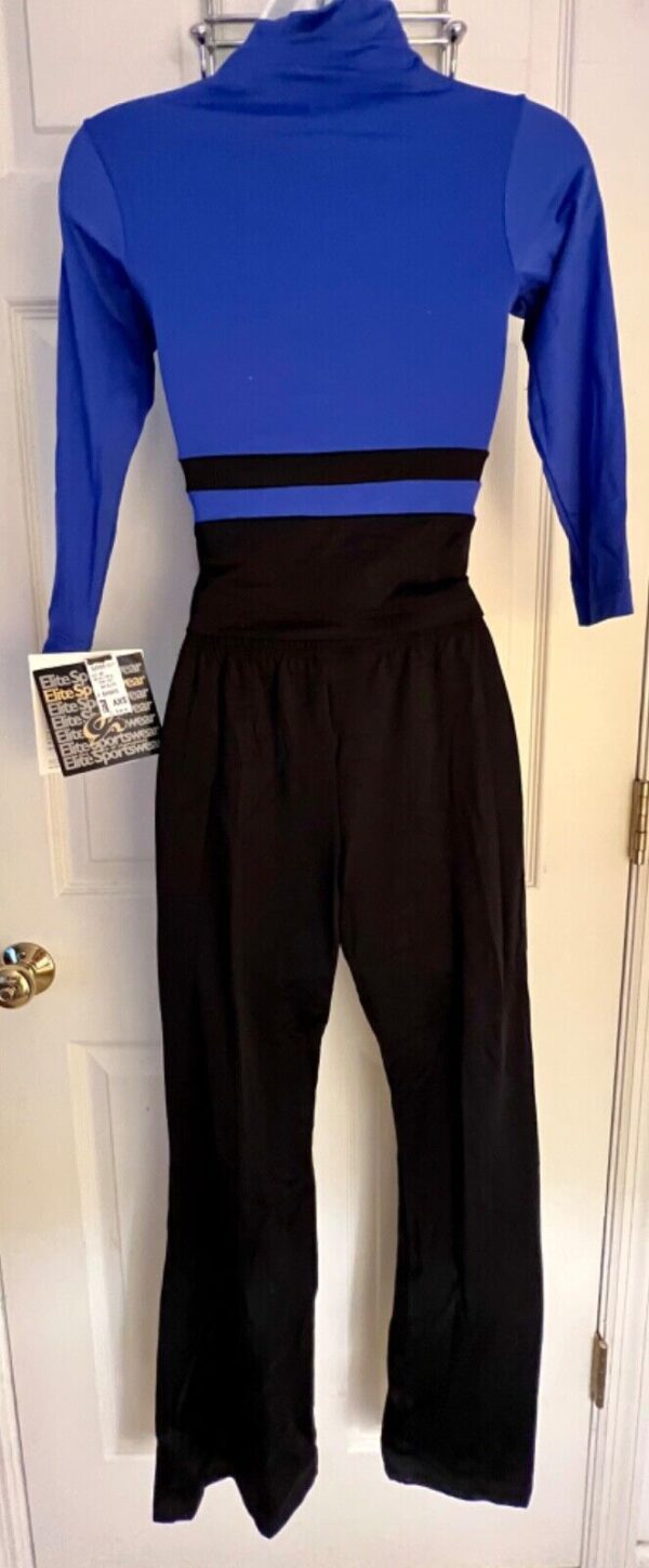 GK ICE SKATE LADIES X-SMALL 3/4 SLV NYLON/SPANDEX BLUE TOP BLACK PANT SET SZ XS - Image 4