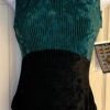 GK ADULT X-LARGE GREEN & BLACK RIBBED VELVET GYMNASTIC DANCE TANK LEOTARD SZ XL