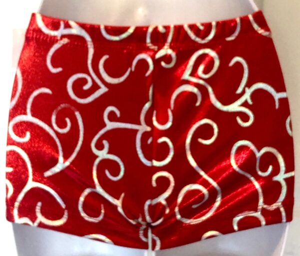 GK MICRO MINI CHEER ADULT SMALL LOW RISE RED SILVER FOIL WORKOUT SHORTS Sz AS - Image 2