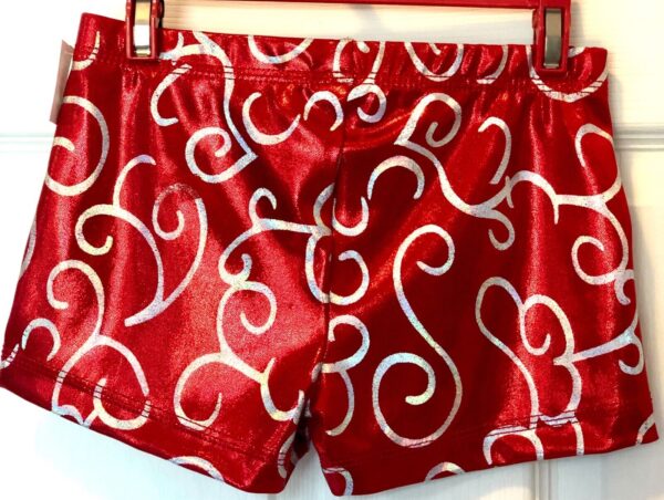 GK MICRO MINI CHEER ADULT SMALL LOW RISE RED SILVER FOIL WORKOUT SHORTS Sz AS - Image 4