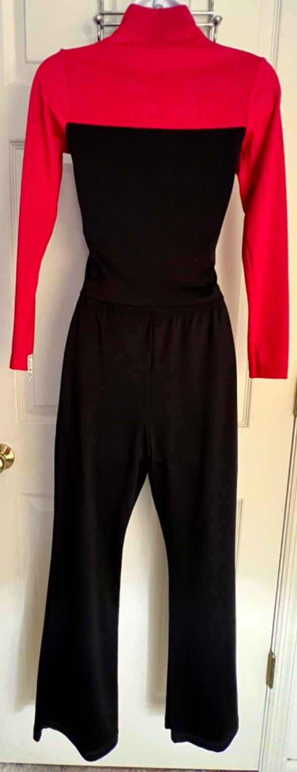 GK ICE FIGURE SKATE LADIES SMALL LGSLV NYLON/STRETCH RED TOP BLACK PANT SET S - Image 4