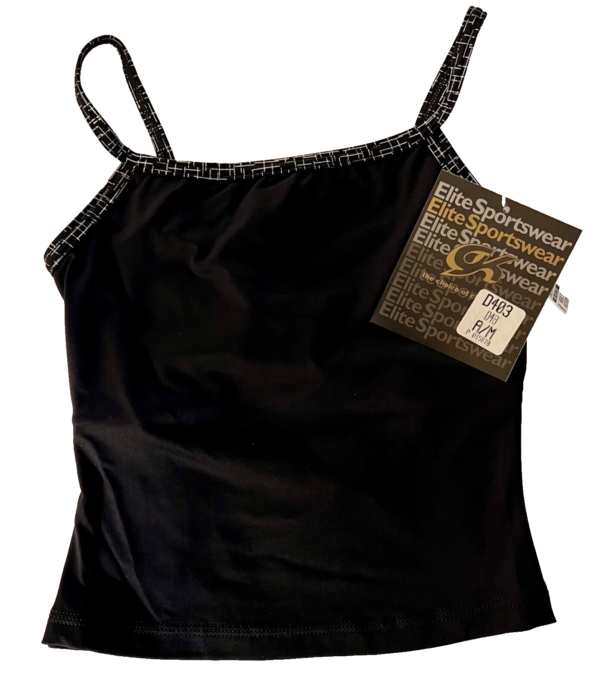 GK DANCE JAZZ ADULT MEDIUM BLACK MICROFIBER FOIL STRAPPY BACK CAMISOLE TOP SZ M - Image 7