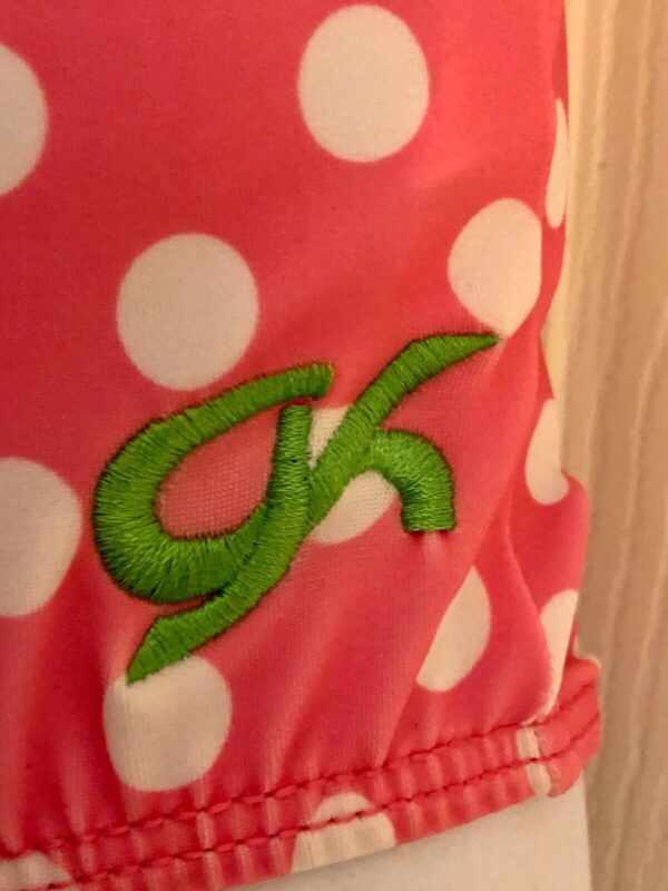 GK Elite PINK POLKA CHILD X-SMALL LIME TRIM BOW TANK GYMNASTIC DANCE LEOTARD CXS - Image 3