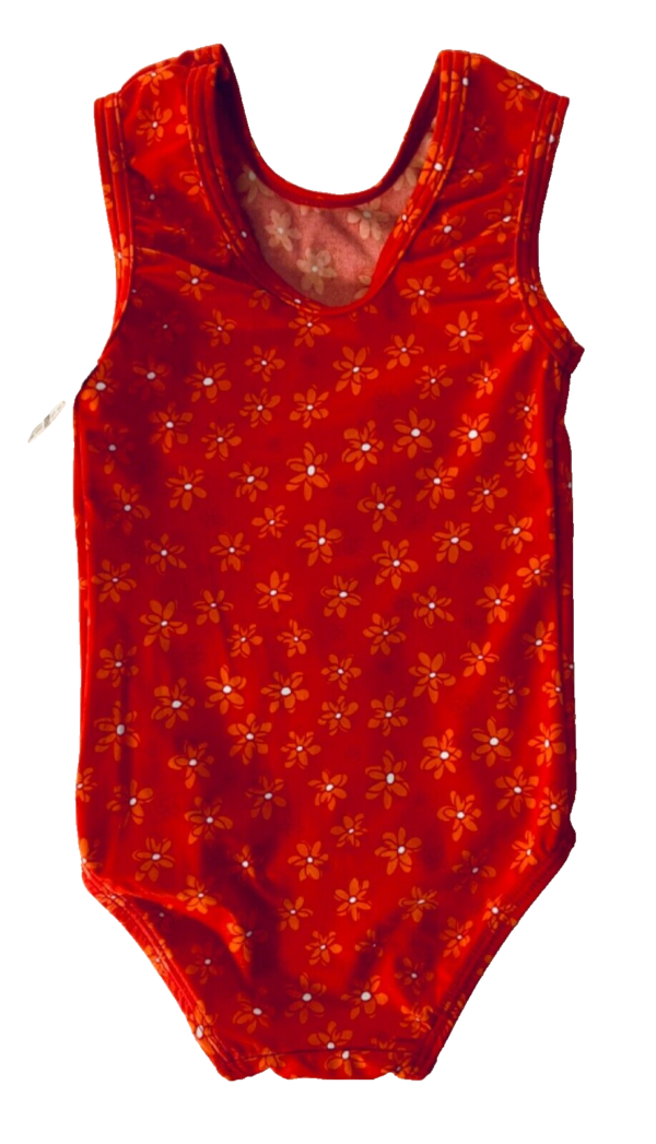 GK RED DEW DROP PRINT CHILD X-SMALL GYMNASTICS DANCE METALLIC JA TANK LEOTARD XS - Image 9