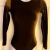 GK LGSLV ADULT SMALL SOLID BROWN ESPRESSO VELVET GYMNASTICS DANCE LEOTARD SZ S