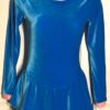 GK ICE FIGURE LgSLV ADULT SMALL TURQ VELVET PINK TRIM BOATNECK SKATE DRESS AS