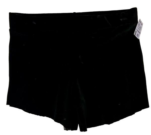 GK WORKOUT DANCE SHORTS ADULT SMALL BLACK VELVET CHEER GYMNASTIC UNHEMMED SZ S - Image 5