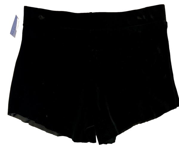 GK WORKOUT DANCE SHORTS ADULT SMALL BLACK VELVET CHEER GYMNASTIC UNHEMMED SZ S - Image 7