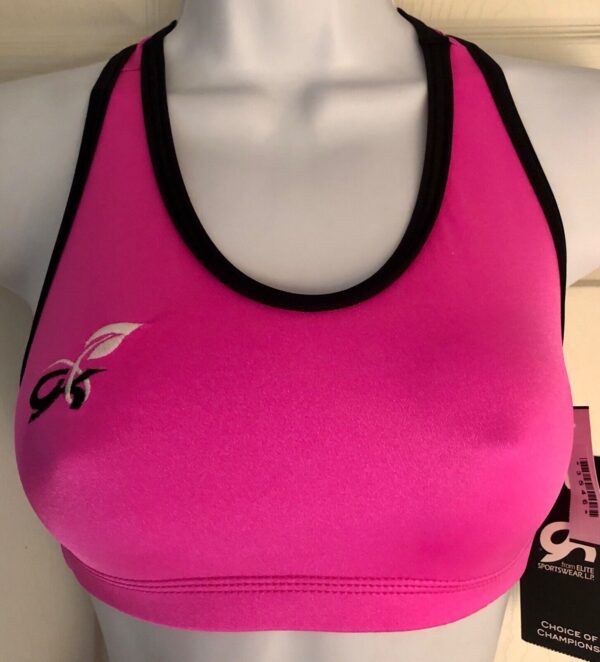 GK ELITE BCA WORKOUT SPORTS BRA ADULT X-SMALL BREAST CANCER AWARENESS PINK/BLACK