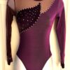 GK LgSLV LADIES SMALL EGGPLANT VELVET IRIDESCENT MESH GYMNAST DANCE LEOTARD AS