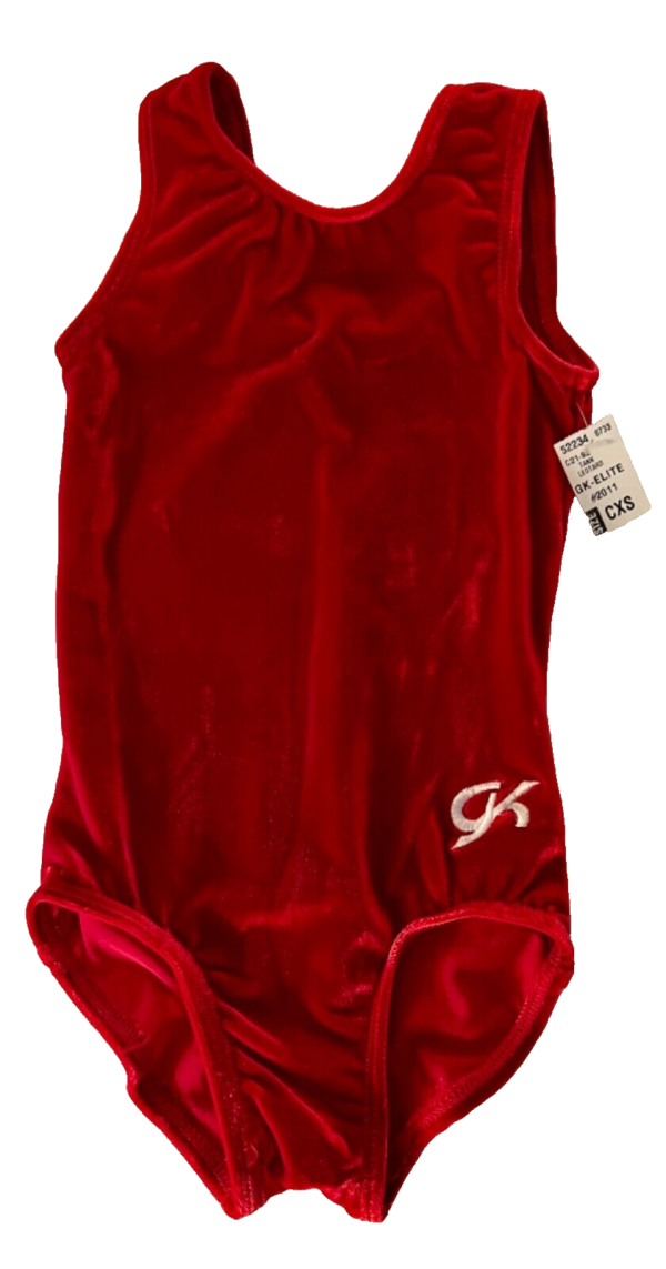 GK RICH RED CHILD X-SMALL CLASSIC VELVET BALLET DANCE GYM TANK LEOTARD SZ XS NWT - Image 6