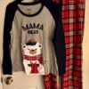 Women's Mama Bear Holiday 2-Piece Pajama Set Size LARGE w/Red Plaid Bottoms - Image 5