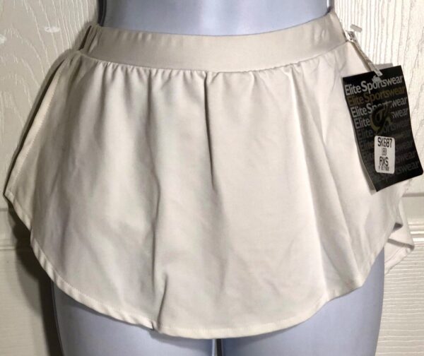 GK ELITE ICE FIGURE ADULT X-SMALL WHITE MICROFIBER PULL-ON SKATE SKIRT Sz AXS