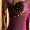 GK LgSLV LADIES SMALL EGGPLANT VELVET IRIDESCENT MESH GYMNAST DANCE LEOTARD AS - Image 3