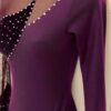GK LgSLV LADIES SMALL EGGPLANT VELVET IRIDESCENT MESH GYMNAST DANCE LEOTARD AS - Image 4