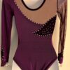 GK LgSLV LADIES SMALL EGGPLANT VELVET IRIDESCENT MESH GYMNAST DANCE LEOTARD AS - Image 6