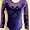 GK LgSLV LADIES SMALL PURPLE GLITTER VELVET MESH JA GYMNAST DANCE LEOTARD Sz AS