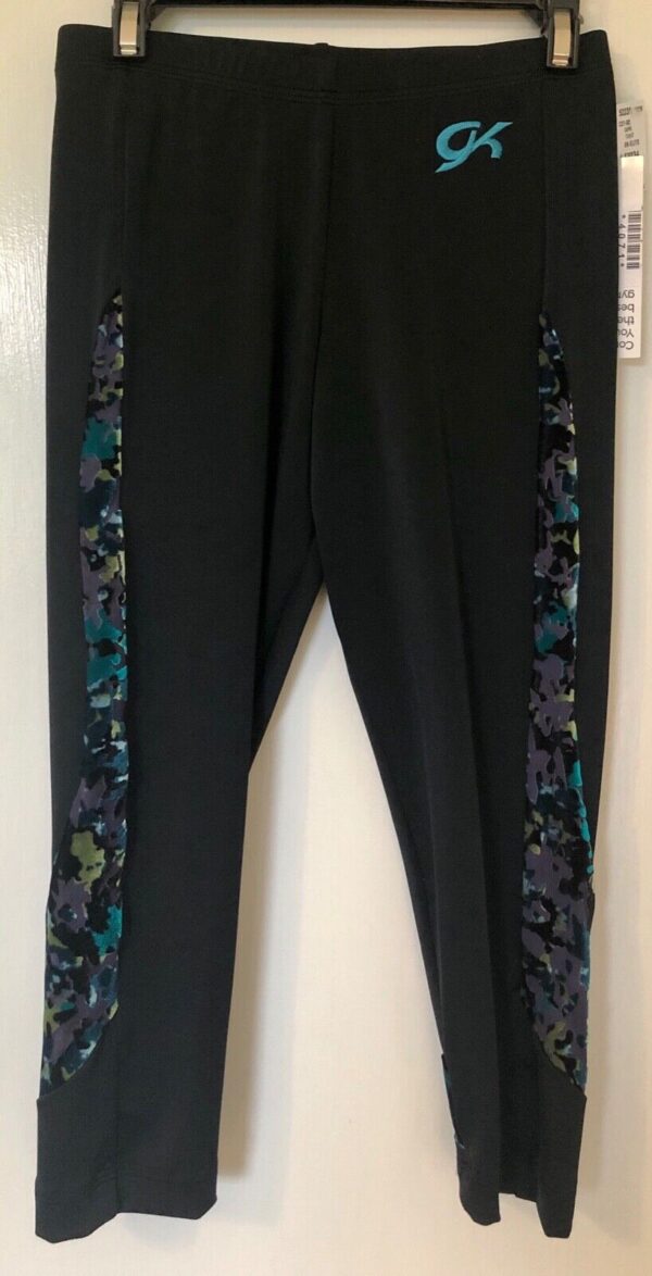 GK Elite BURNOUT VELVET Capri Tights ADULT SMALL BLACK NYLON/SPANDEX AS NWT!