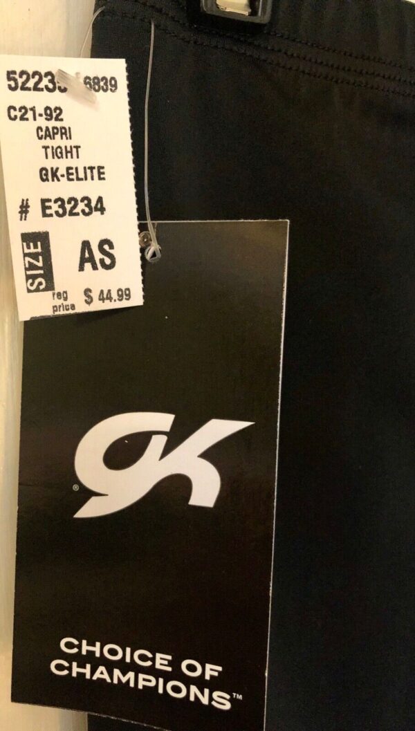 GK Elite BURNOUT VELVET Capri Tights ADULT SMALL BLACK NYLON/SPANDEX AS NWT! - Image 7