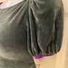 GK SKATE DANCE CHEER  ADULT SMALL DARK PEACOCK VELVET PUFF SLV CROP TOP  Sz S - Image 3