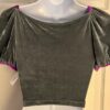 GK SKATE DANCE CHEER  ADULT SMALL DARK PEACOCK VELVET PUFF SLV CROP TOP  Sz S - Image 4