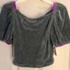 GK SKATE DANCE CHEER  ADULT SMALL DARK PEACOCK VELVET PUFF SLV CROP TOP  Sz S - Image 5