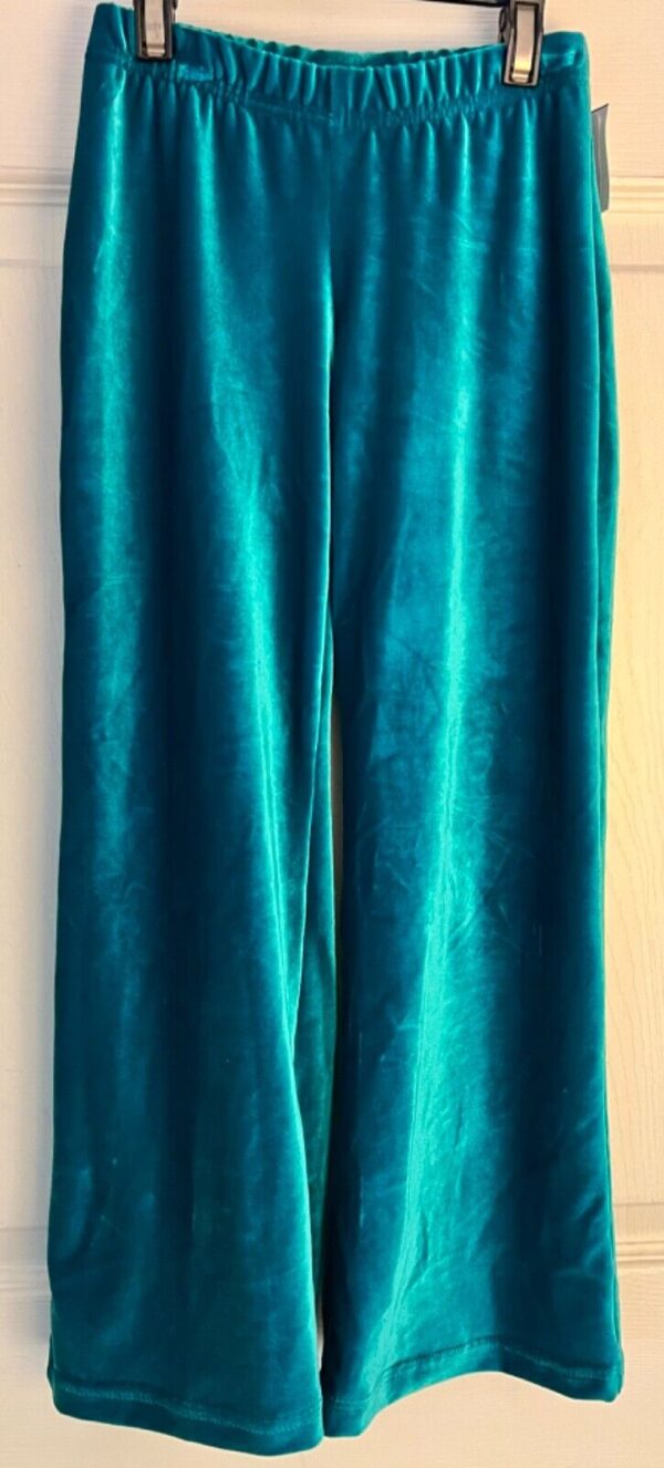 GK GREEN VELVET CHILD X-SMALL WARM-UP PANTS GYMNAST, SKATE, DANCE, FITNESS SZ XS - Image 2