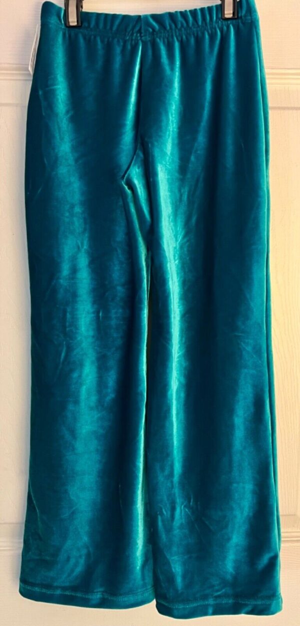 GK GREEN VELVET CHILD X-SMALL WARM-UP PANTS GYMNAST, SKATE, DANCE, FITNESS SZ XS - Image 3