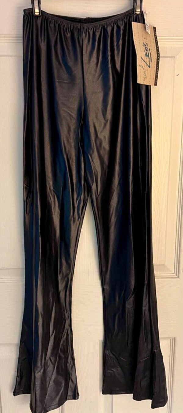 LEOâ€™S DANCEWEAR JAZZ ADULT SMALL BLACK SHINY WET LOOK BOOT LEG DANCE PANTS SZ S - Image 6